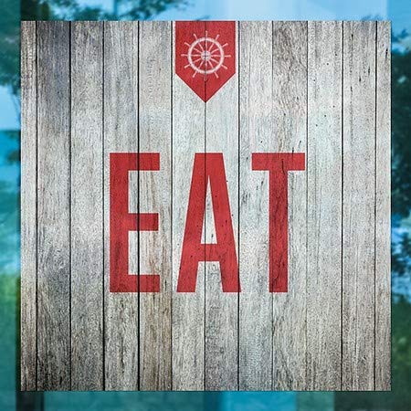 CGSignLab | Eat -EAT -Nautical Wood נצמד חלון | 24 x24
